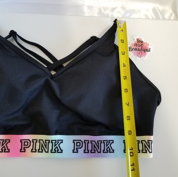 PINK Victoria's Secret Black Ultimate Sports Bra Strappy Bralette Logo New Large - Picture 16 of 16
